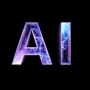 Image with neon text 'AI'