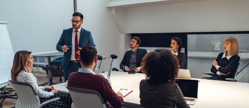 Man giving a sales presentation