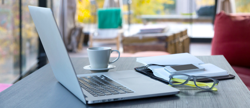 A laptop on a desk